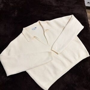 Fashion Nova Cream V-Neck Sweater